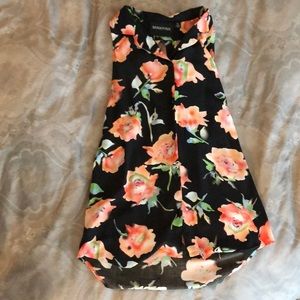 Floral print sleeveless cotton blouse